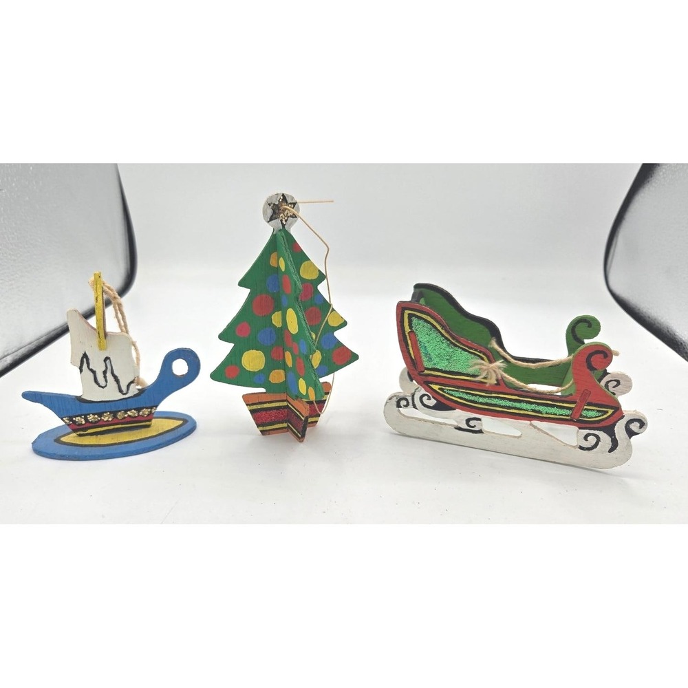 Vtg 13‎ Hand-Painted Wooden Christmas Ornaments (Craft Master '72 Deluxe Set) - Picture 8 of 9
